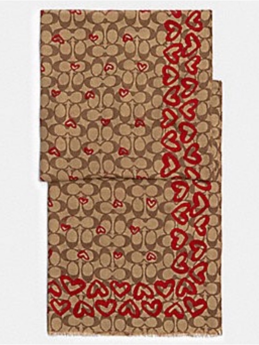 COACH Signature Crayon 89834 Hearts Print Oblong Scarf ❤️
